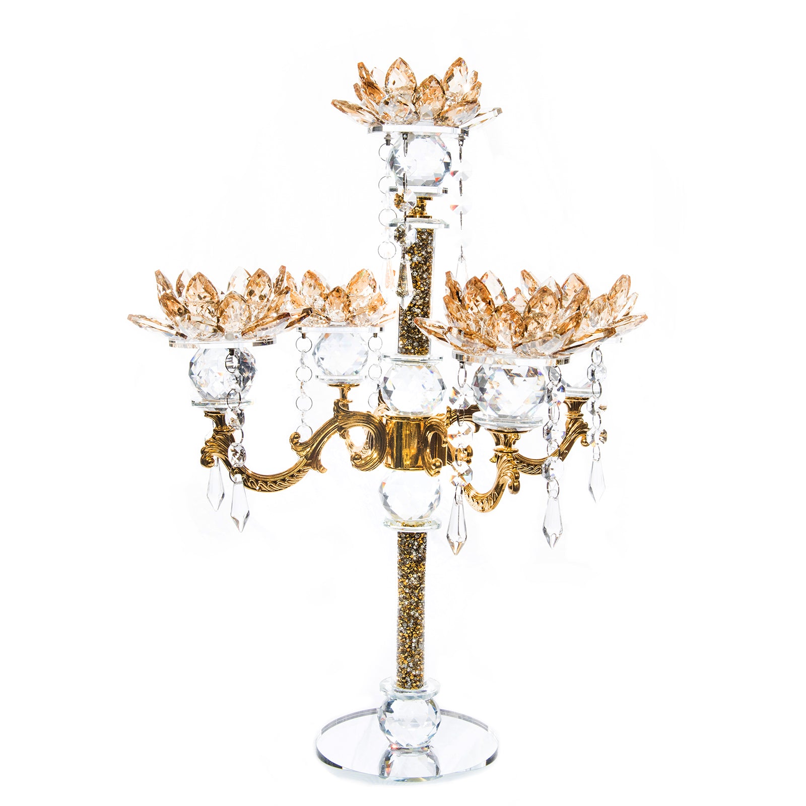 Κηροπήγιο luxury με 5αρι στράς χρυσό OEM Νο 66