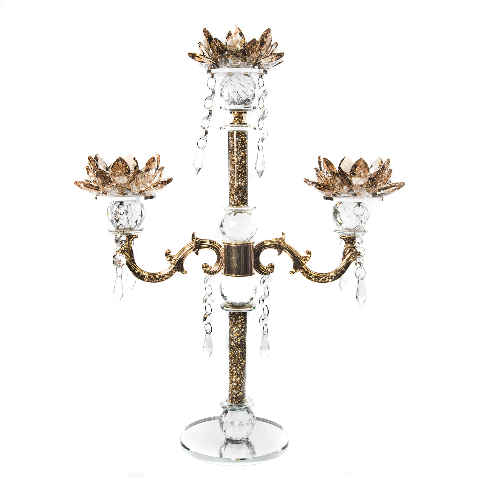 Κηροπήγιο luxury με 3αρι στράς χρυσό OEM Νο 65