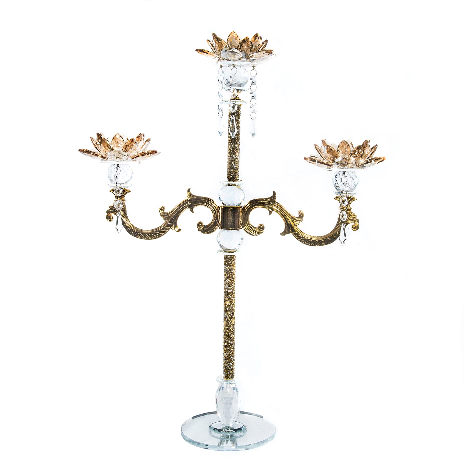 Κηροπήγιο luxury με 3αρι στράς χρυσό OEM Νο 63