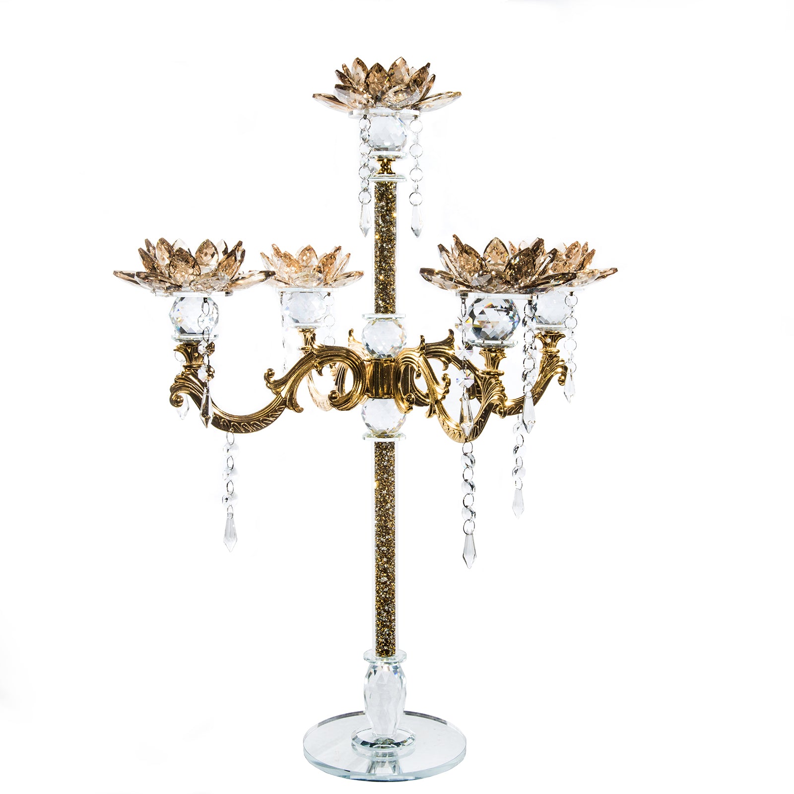 Κηροπήγιο luxury με 5αρι στράς χρυσό OEM Νο 64