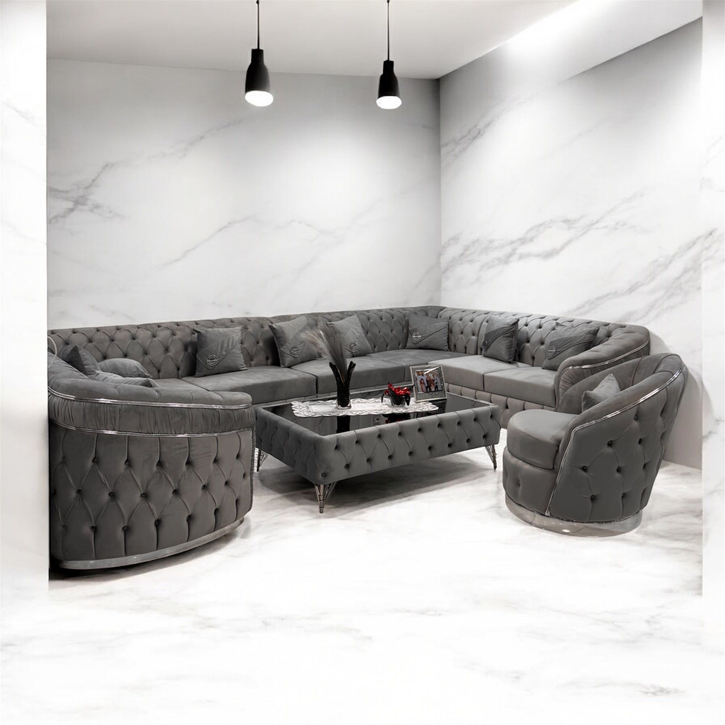 Σαλόνι γωνία LOTUS με βελούδινο ύφασμα