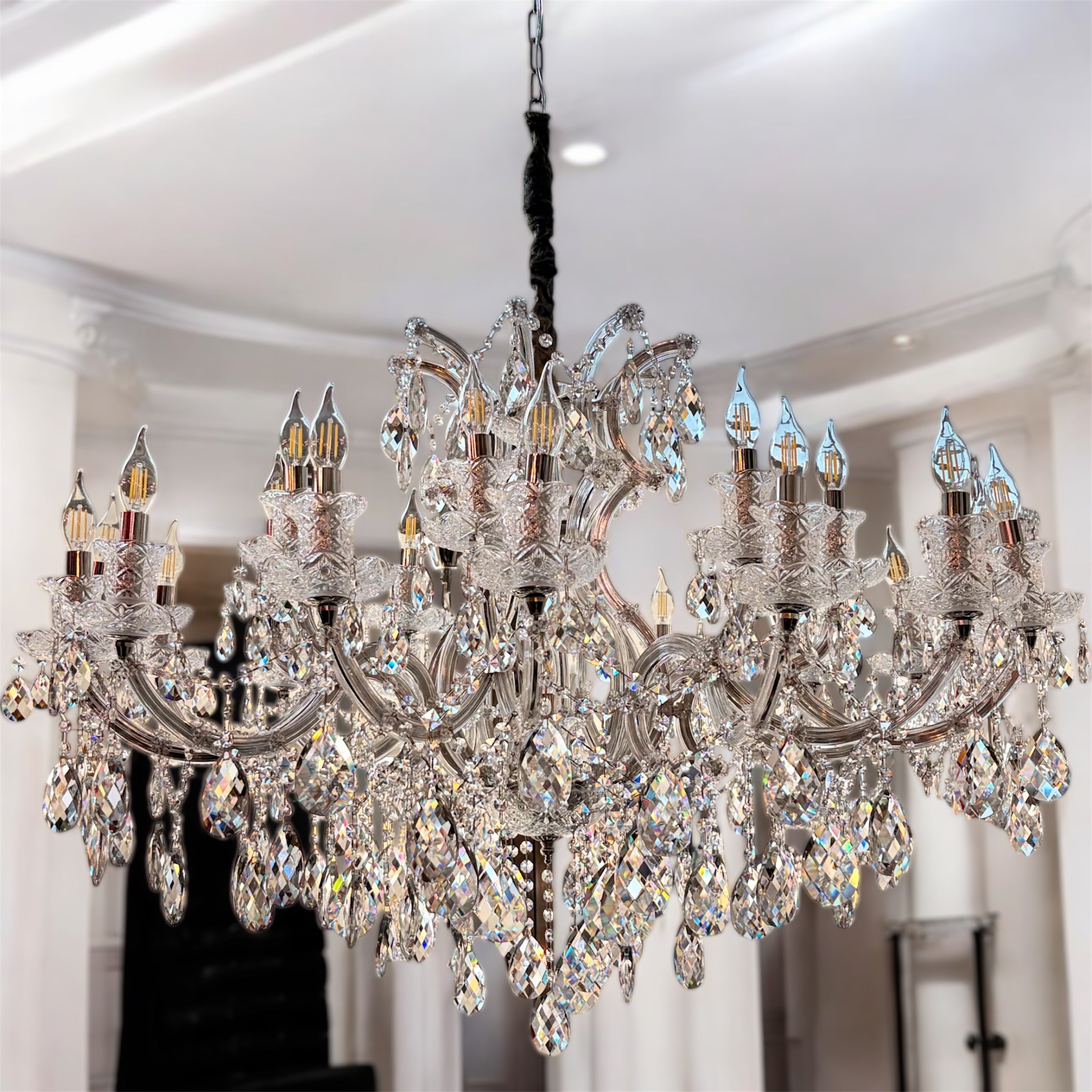 Κρυστάλλινος πολυέλαιος 16+8+1 μπαρόκ ασημί χρώμα ΟΕΜ