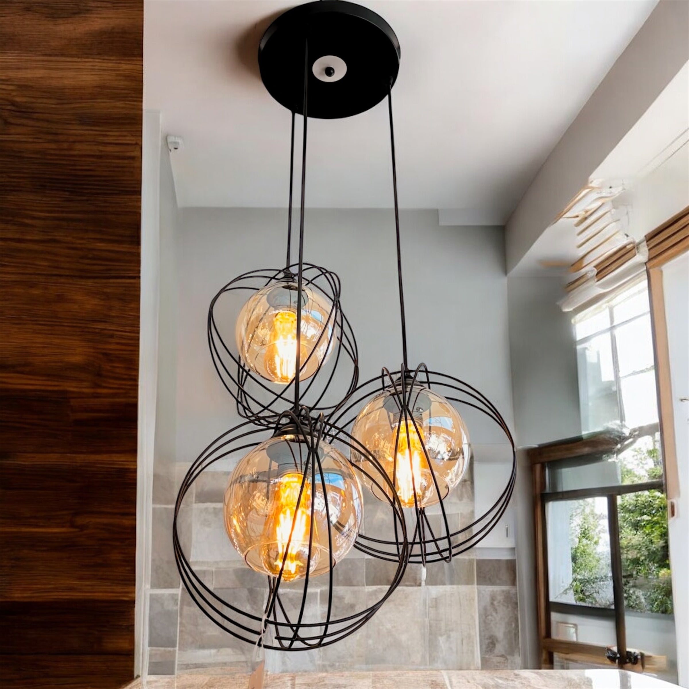 Τρίφωτο κρεμαστό φωτιστικό οροφής μεταλλικό OEM