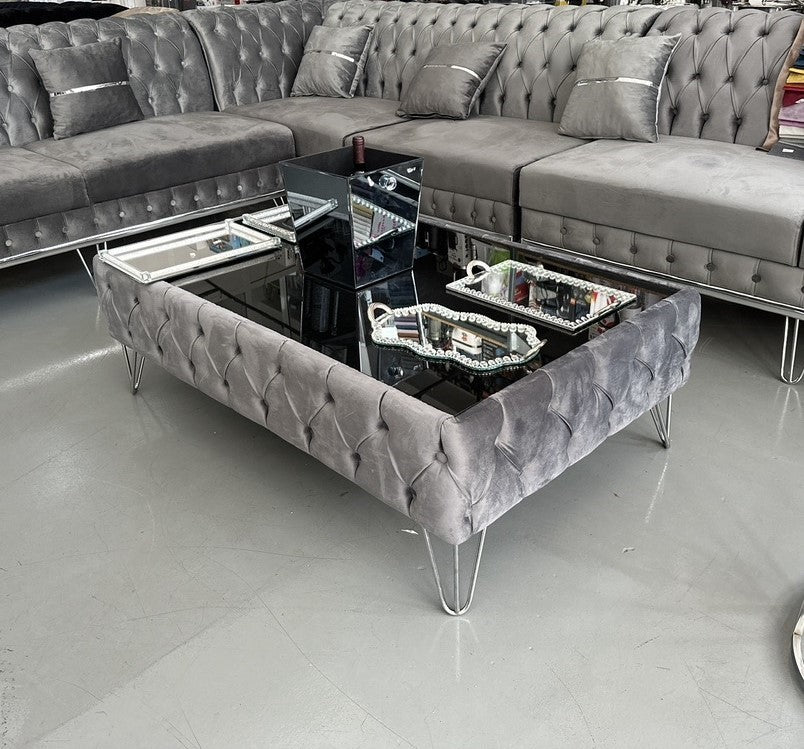 Τραπεζάκι σαλονιού βελούδινο καπιτονέ 130Χ80 ΕΚ