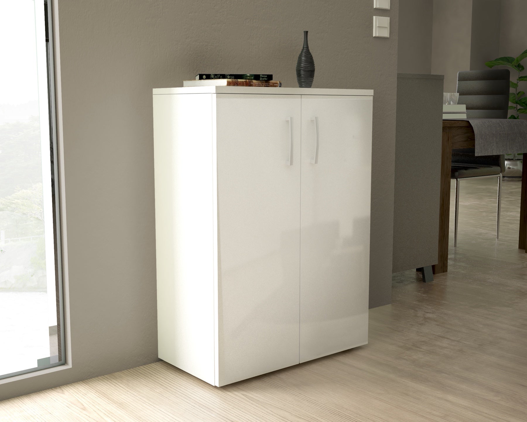 Ξύλινη Παπουτσοθήκη μελαμίνης 83Υ60Π30Β White Gloss KITWOOD