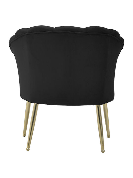 Πολυθρόνα Coquille από Βελούδινο Ύφασμα Μαύρη 80Χ78Χ85Υ 052854