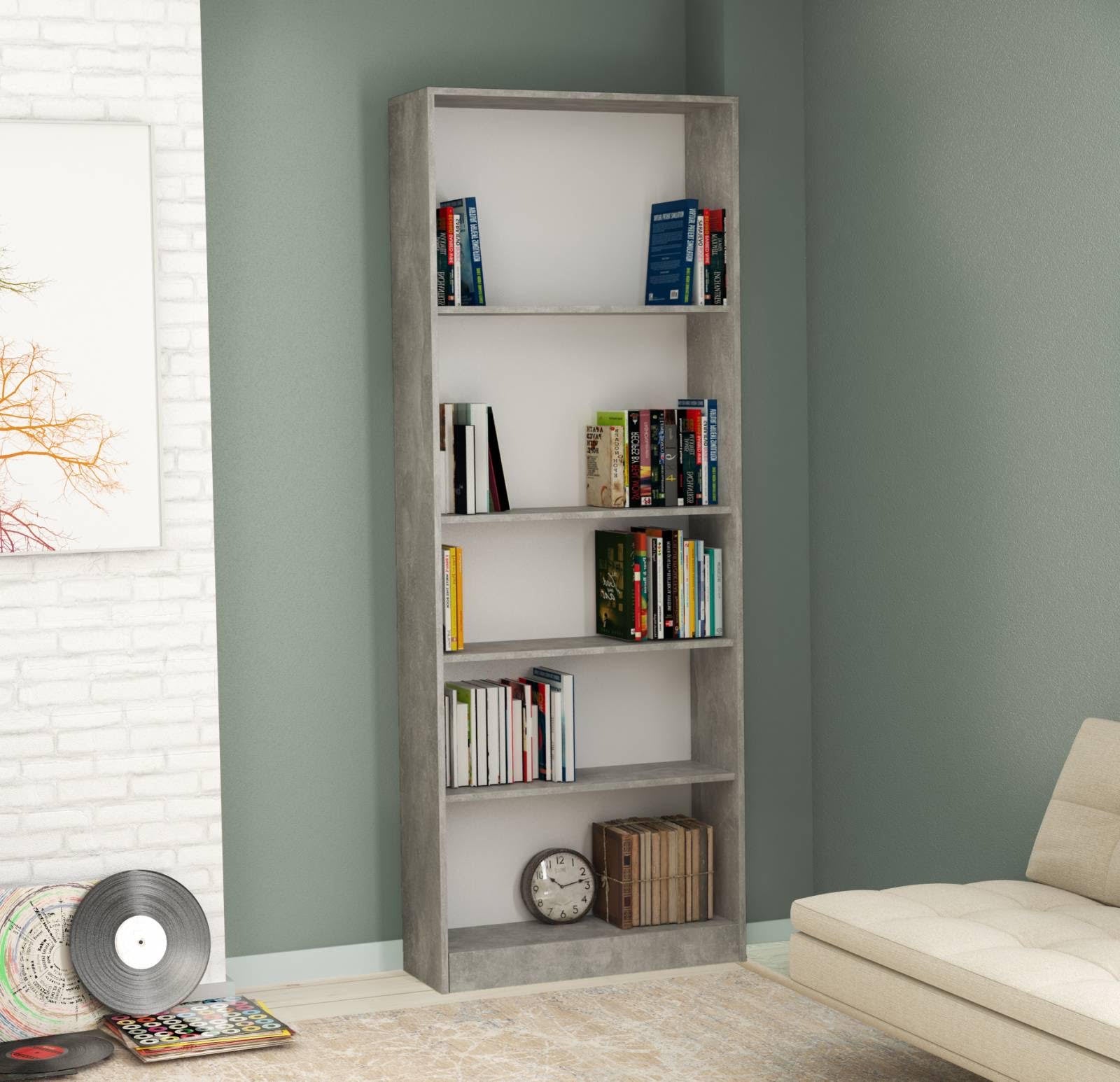 Βιβλιοθήκη μελαμίνης γκρί χρώμα 190Χ71Χ25 GRK902