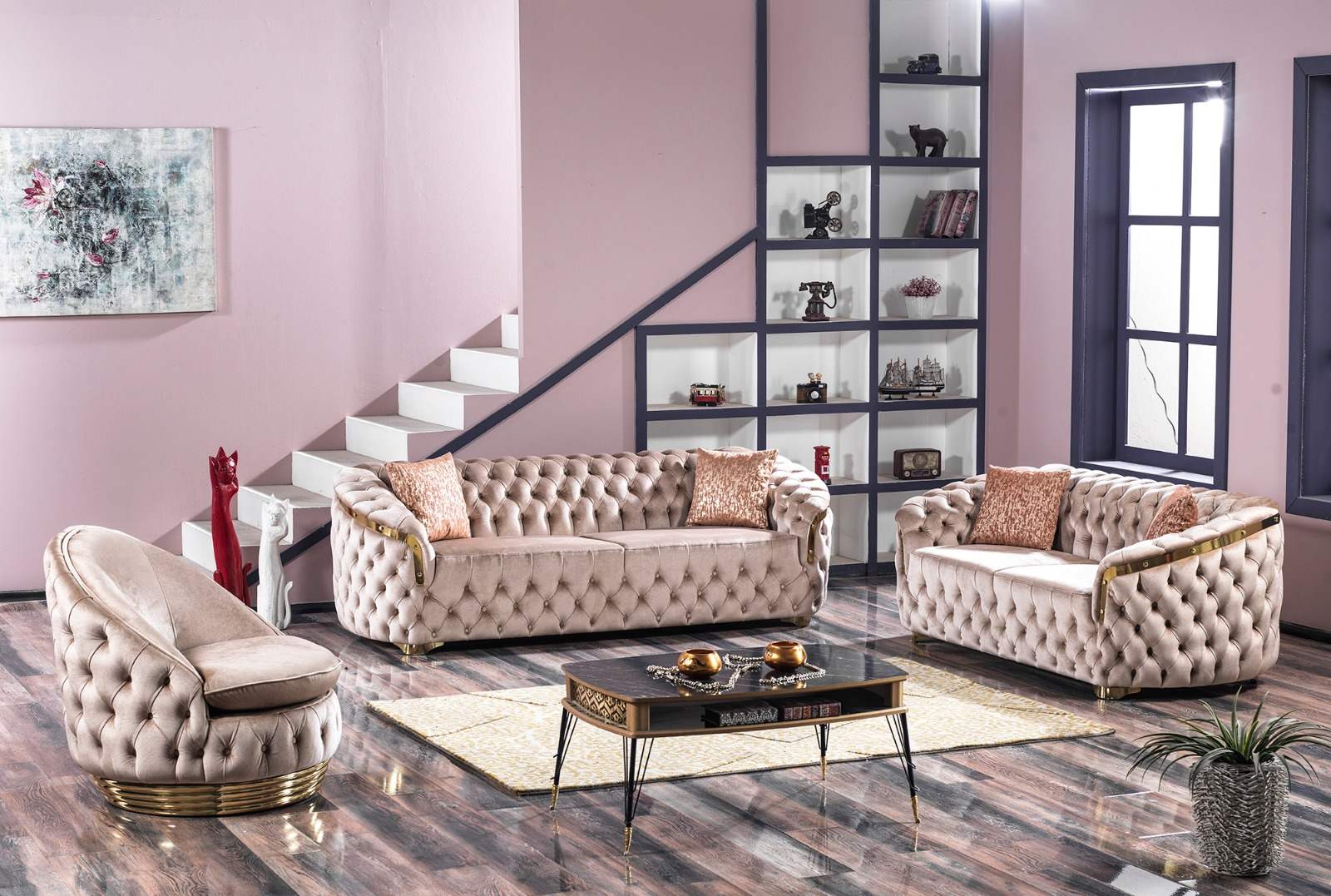 Σετ σαλόνι τριθέσιος διθέσιος και μπρεζιέρα CAVALLI 3+2+1