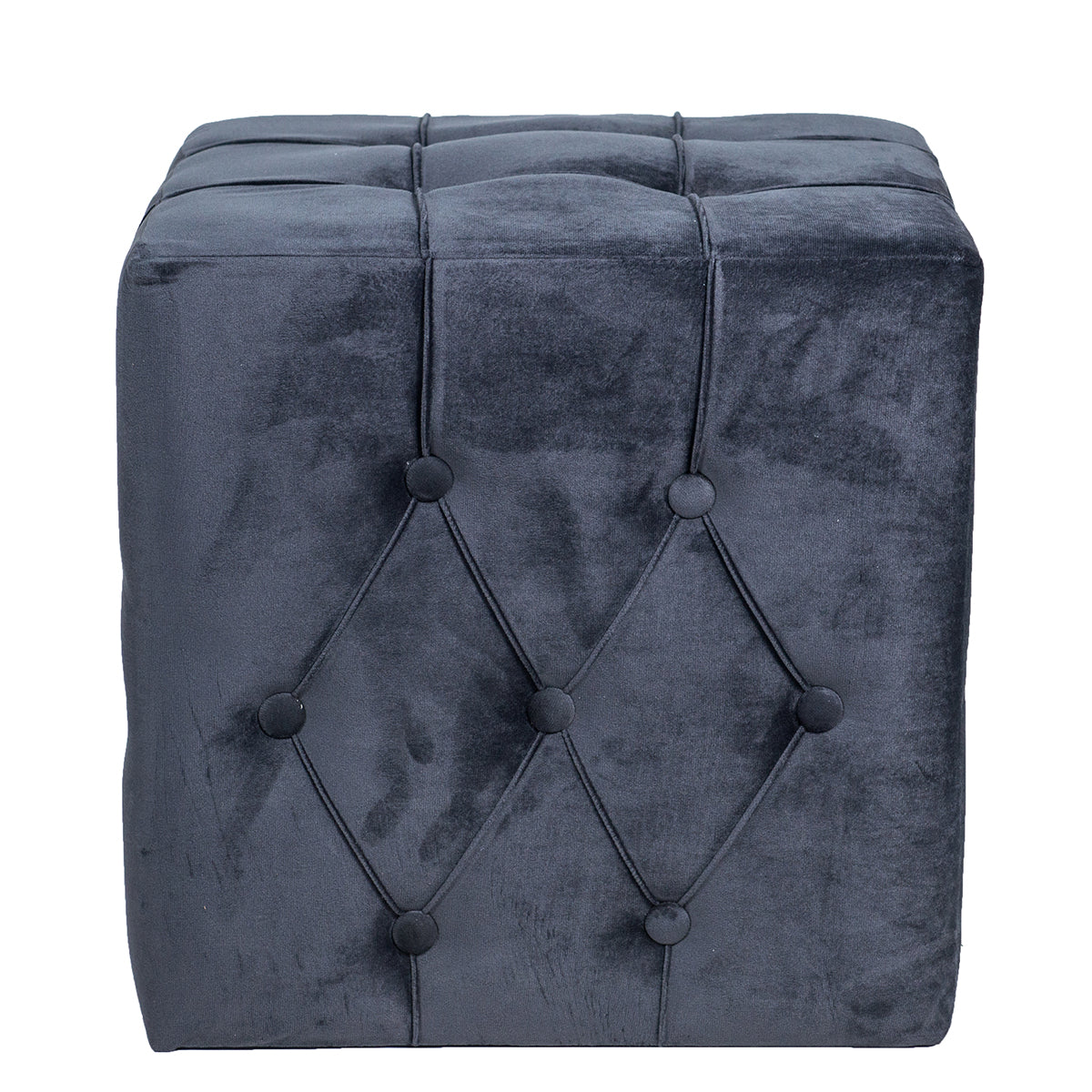 Σκαμπο-πουφ καπιτονε βελουδινο blue black 40Χ42 OEM