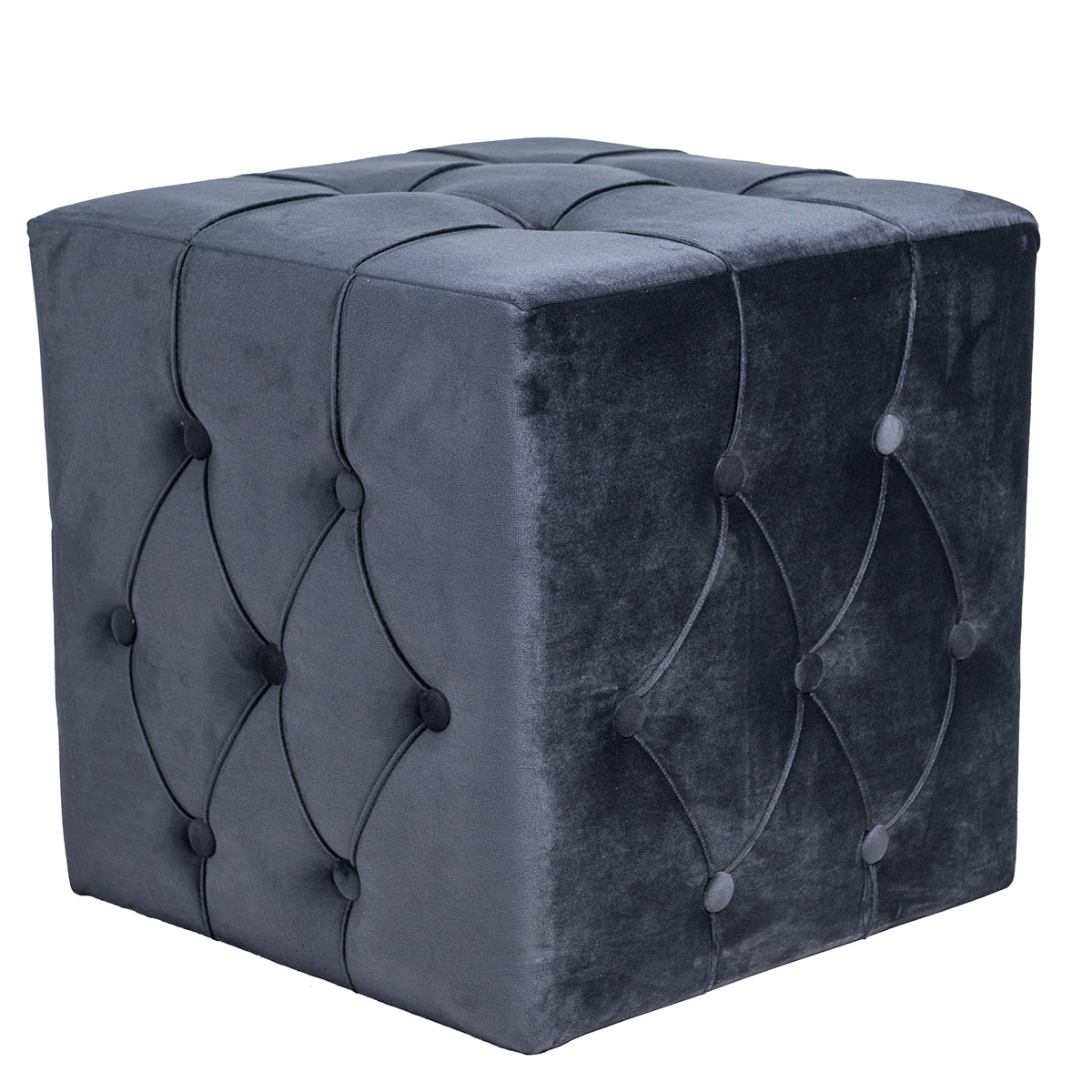 Σκαμπο-πουφ καπιτονε βελουδινο blue black 40Χ42 OEM