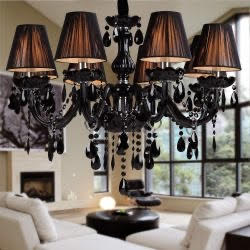 Πολυέλαιος 8 φώτα luxury με καπέλα μαύρο χρώμα Φ70X60 OEM