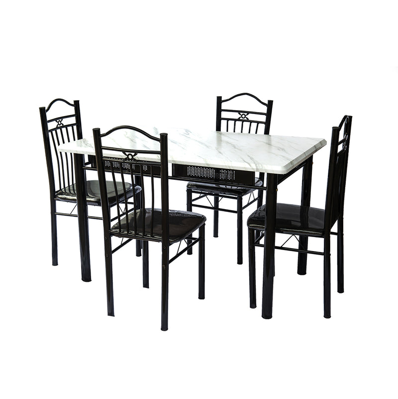 Σέτ τραπέζι κουζίνας με 4 καρέκλες 120Χ75 χρώμα λευκό με νερά