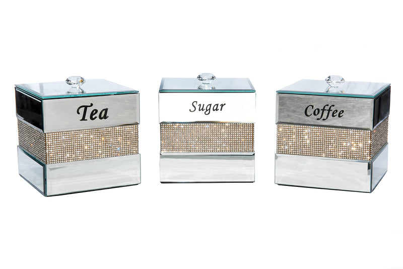 Σετ βαζάκια ζάχαρη-καφέ-τσάι luxury με στράς  13*13*13 OEM
