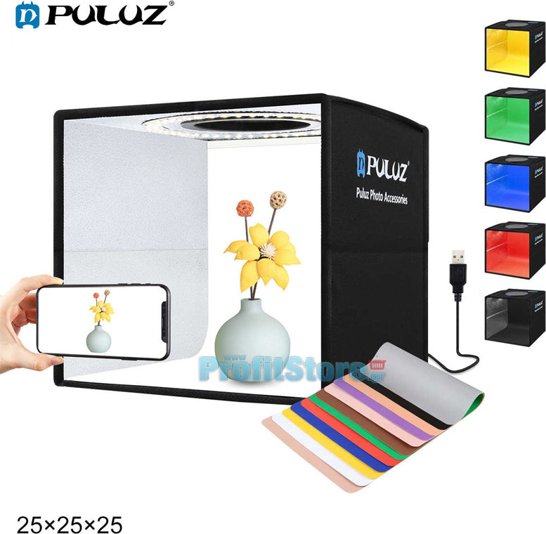 Puluz Photo Box PU5025B Mini Φωτιζόμενο με Πολλαπλά Backround 25x25x25cm