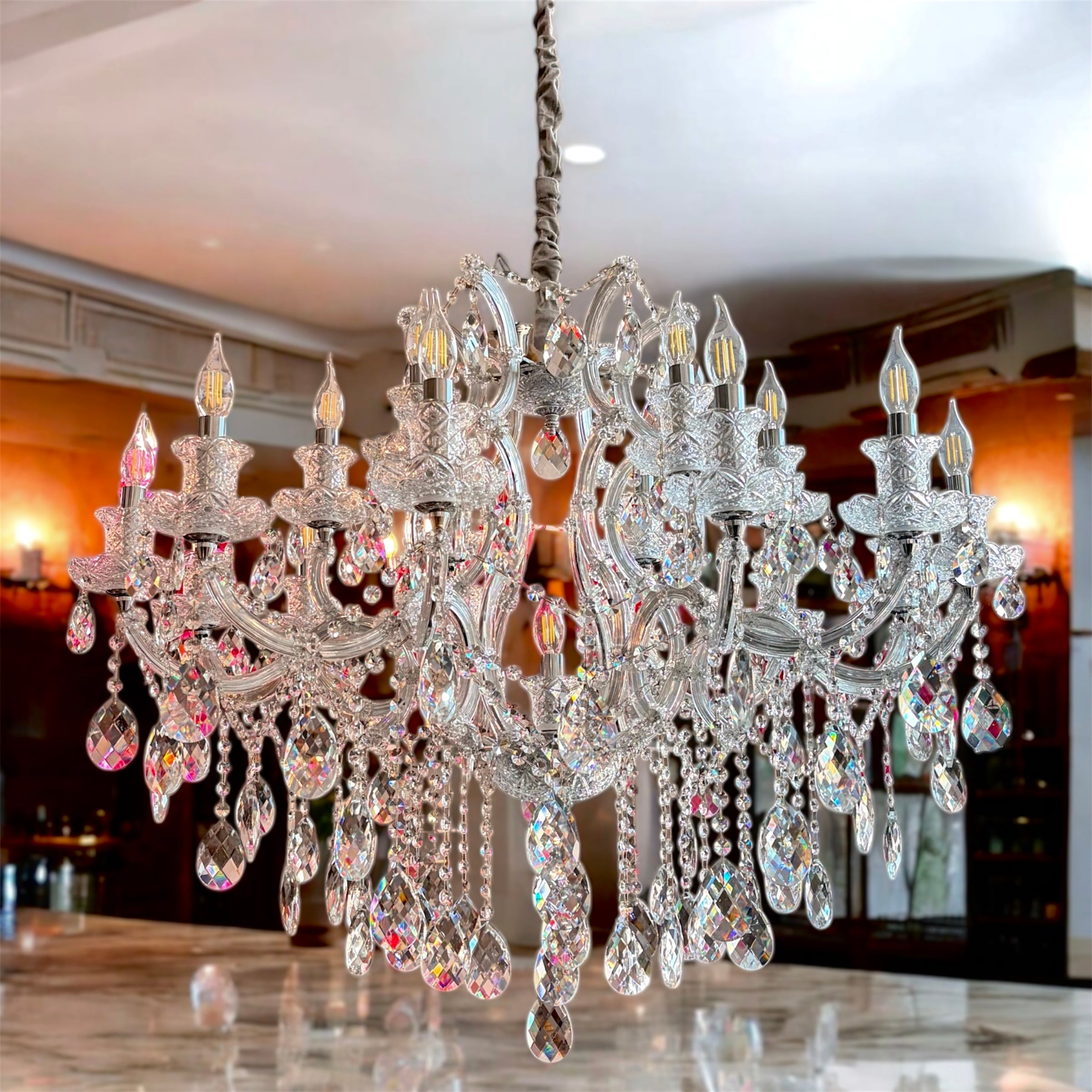 Κρυστάλλινος πολυέλαιος 12+6+1 μπαρόκ ασημί χρώμα ΟΕΜ