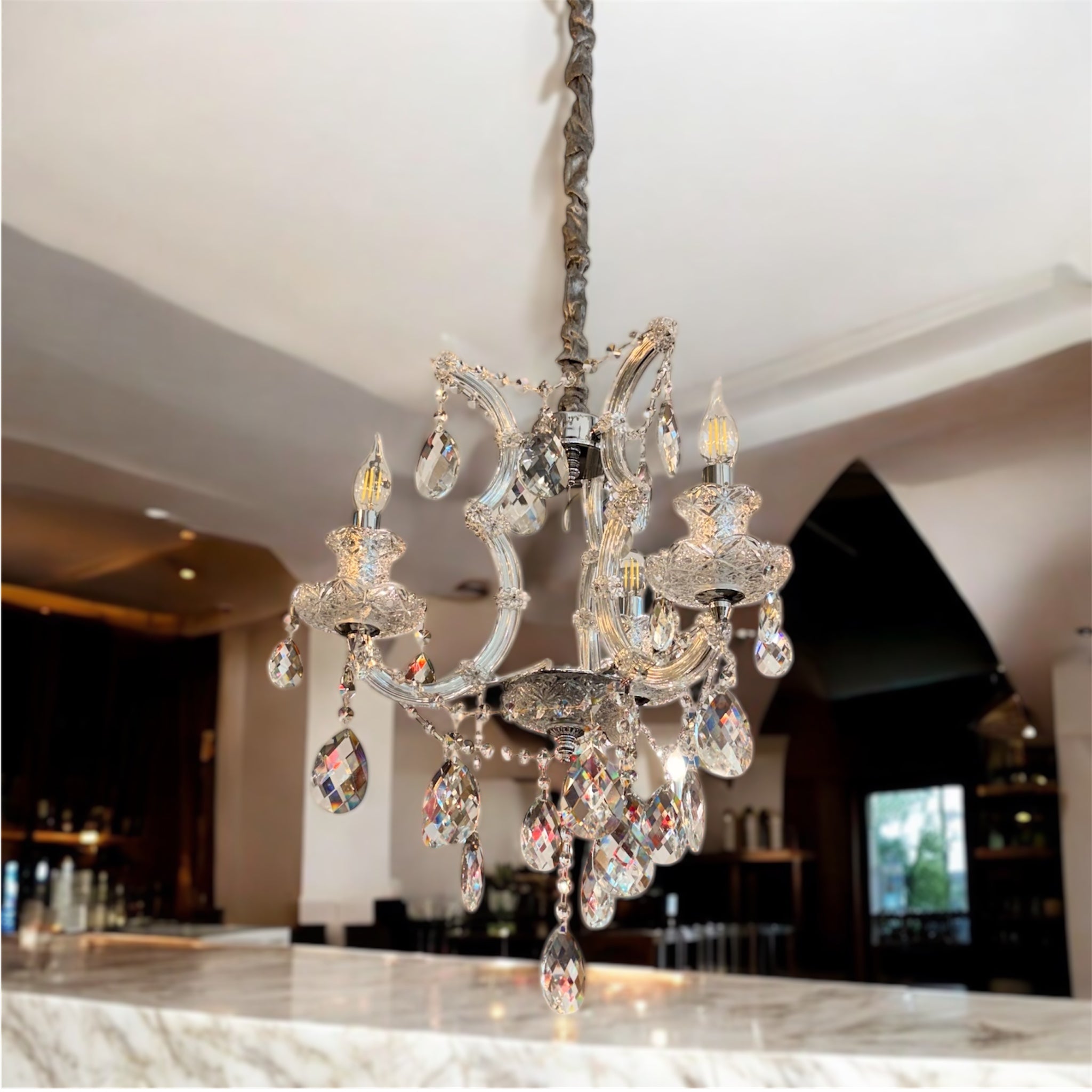 Κρυστάλλινος πολυέλαιος 3 φώτα μπαρόκ ασημί χρώμα ΟΕΜ