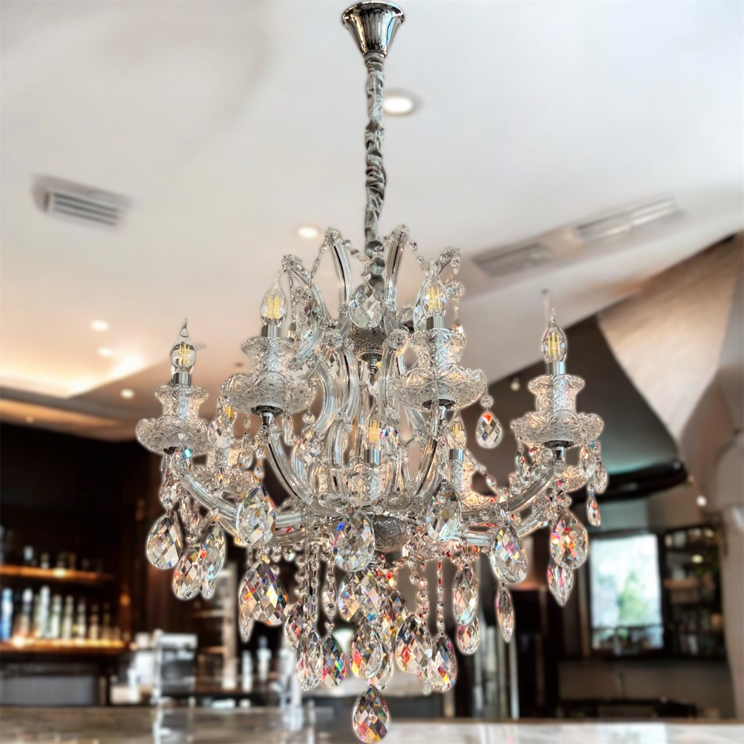 Κρυσταλλινος Πολυέλαιος 8+1 φώτα μπαρόκ ασημί χρώμα OEM