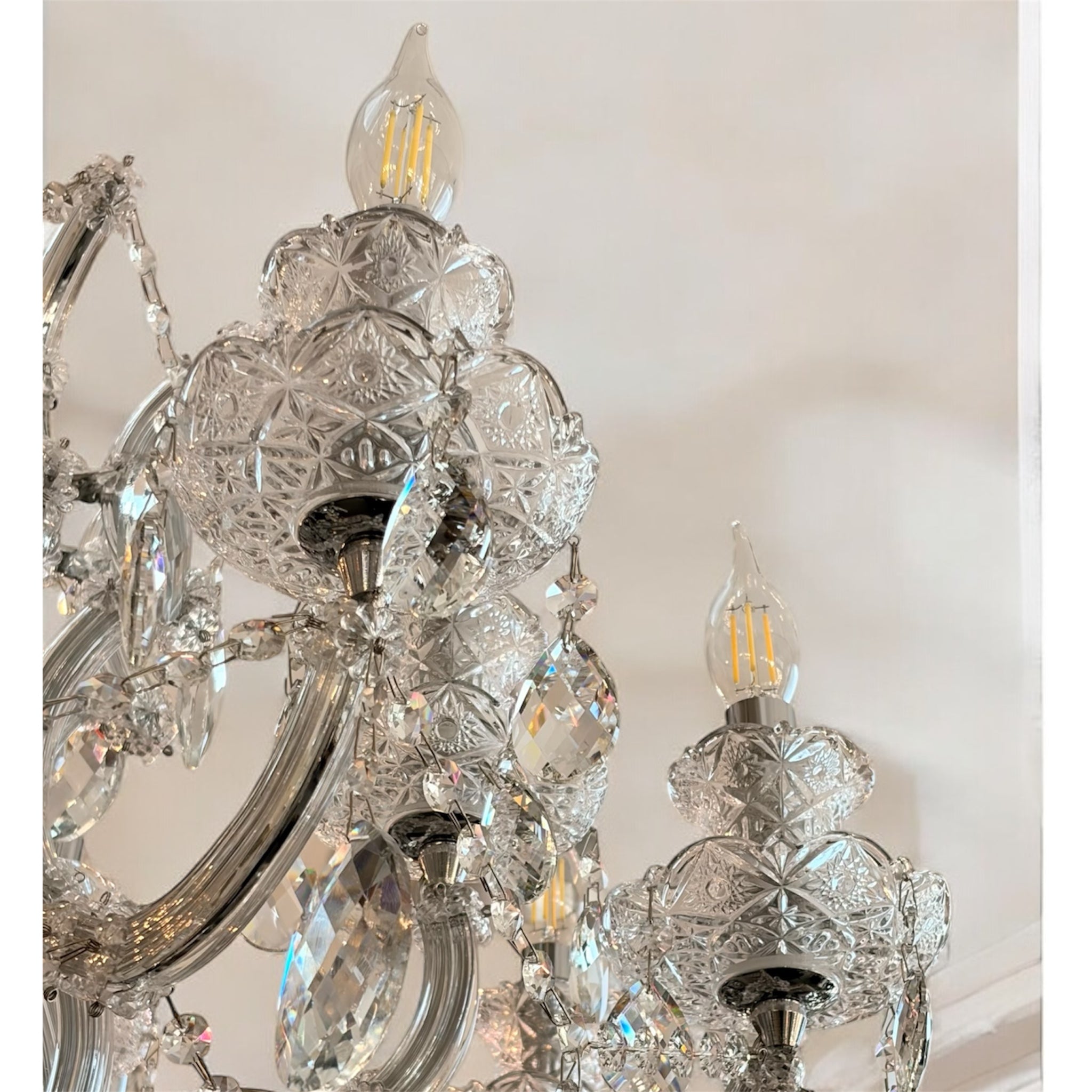 Κρυστάλλινος πολυέλαιος 3 φώτα μπαρόκ ασημί χρώμα ΟΕΜ