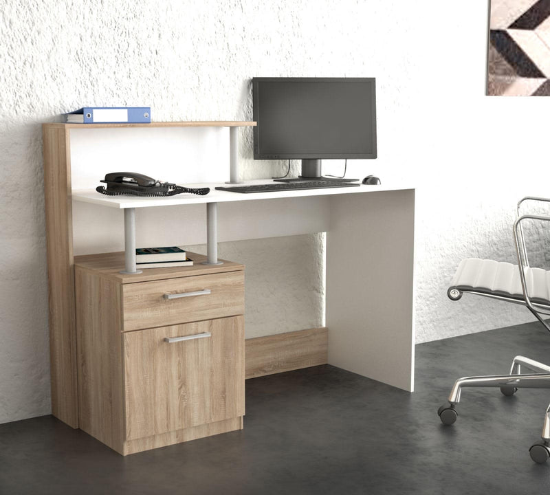 Γραφείο μελαμίνης με ντουλαπάκι kitwood Υ95Χ122Χ52 χρώμα natural-Λευκό