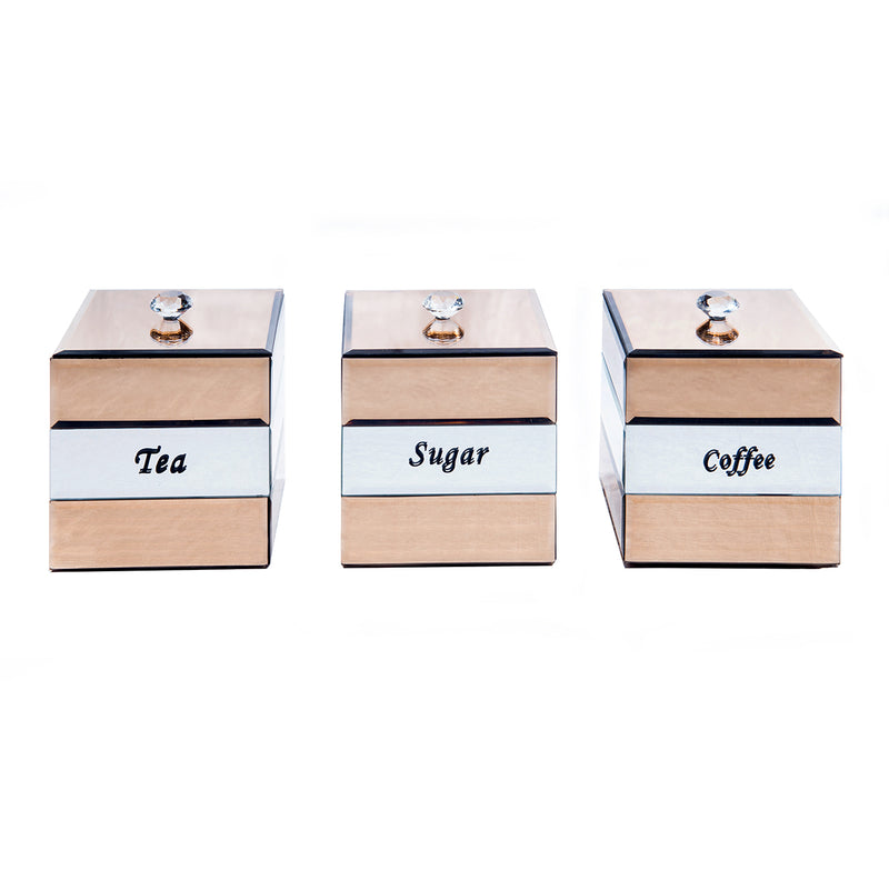 Σετ βαζάκια ζάχαρη-καφέ-τσάι luxury με στράς 13*13*13 OEM No 35