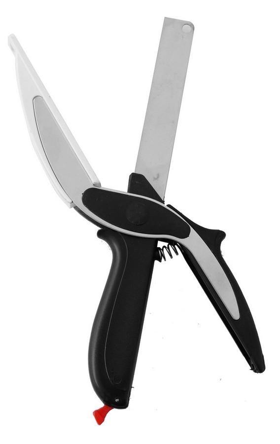 Έξυπνο Ψαλίδι 2σε1 "Clever Cutter" με Μαχαίρι και Βάση Κοπής και Λεπίδες από Ανοξείδωτο Ατσάλι για Λαχανικά και Κρέας OEM - GVMarket