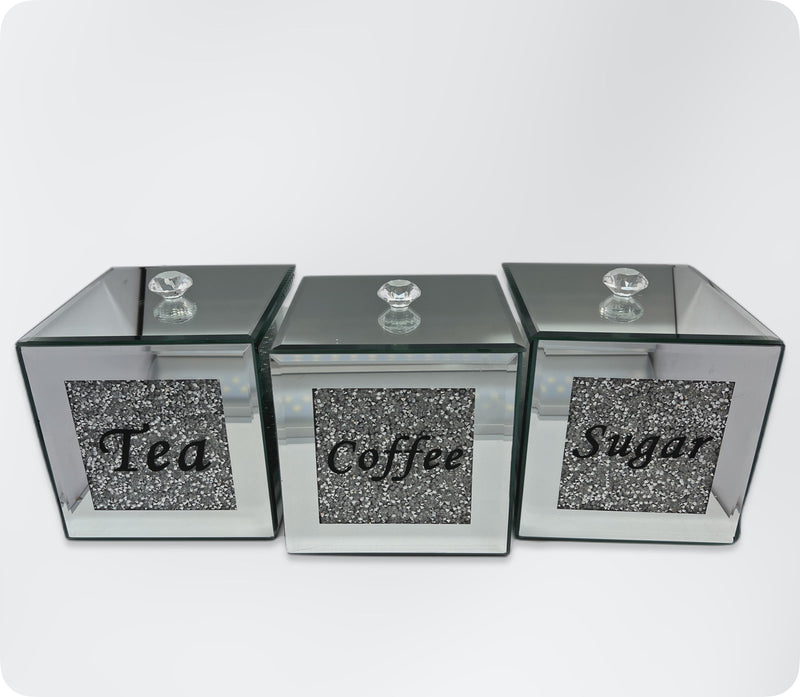 Σετ βαζάκια ζάχαρη-καφέ-τσάι luxury με στράς 13*13*13 OEM No 33